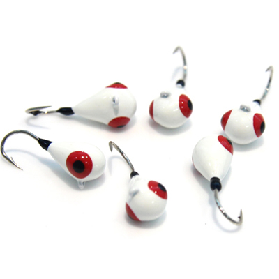 Tungsten raindrop with painted eye ice jig on sales