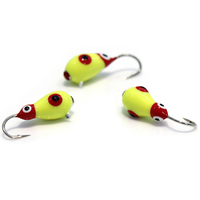 Tungsten rain drop ice jig with eye and stone for ice fishing