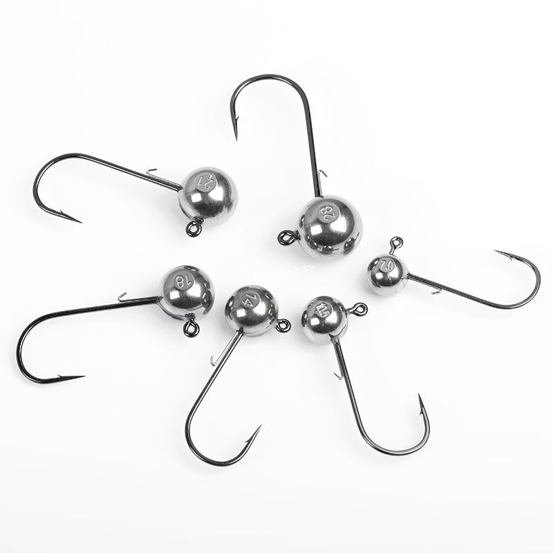 Round Tungsten Jig Heads | Unpainted Ball Jig Hooks for Soft Plastics, Bass & Walleye Fishing